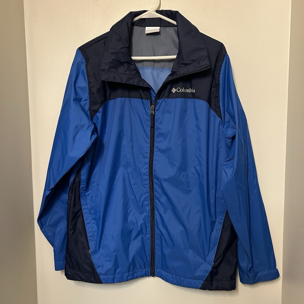 Columbia GLENNAKER LAKE Rain Jacket NAVY/ROYAL BLUE Full Zip LIGHT WEIGHT sz S